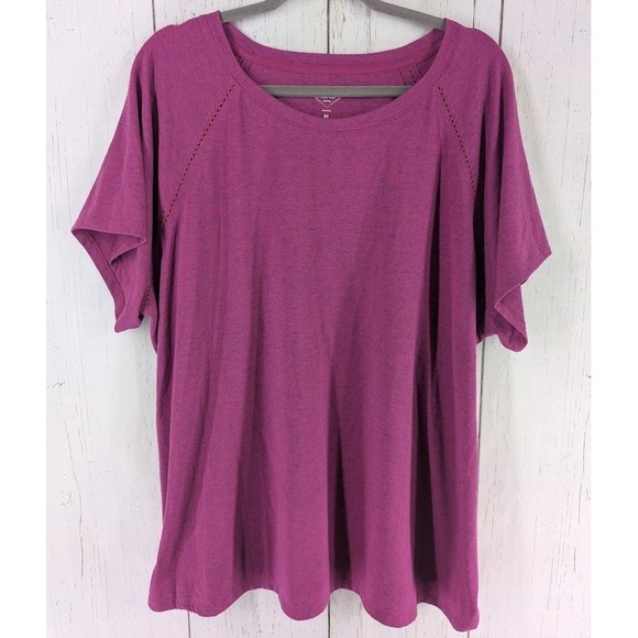 St. John's Bay Tops - St Johns Bay Active Size 2X‎ Pink V Neck Short Sleeve Womens Top